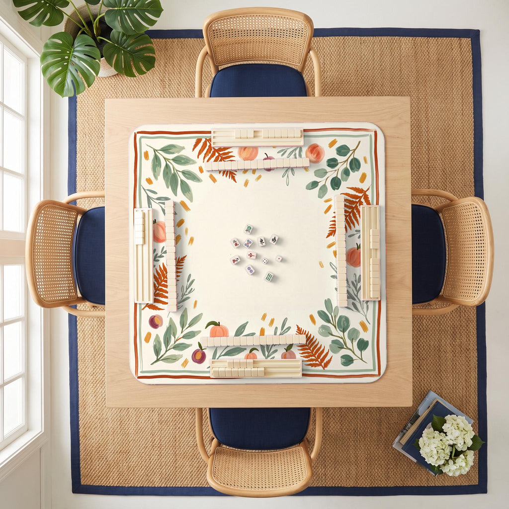 Peach Fern Mahjong Mat — room overhead