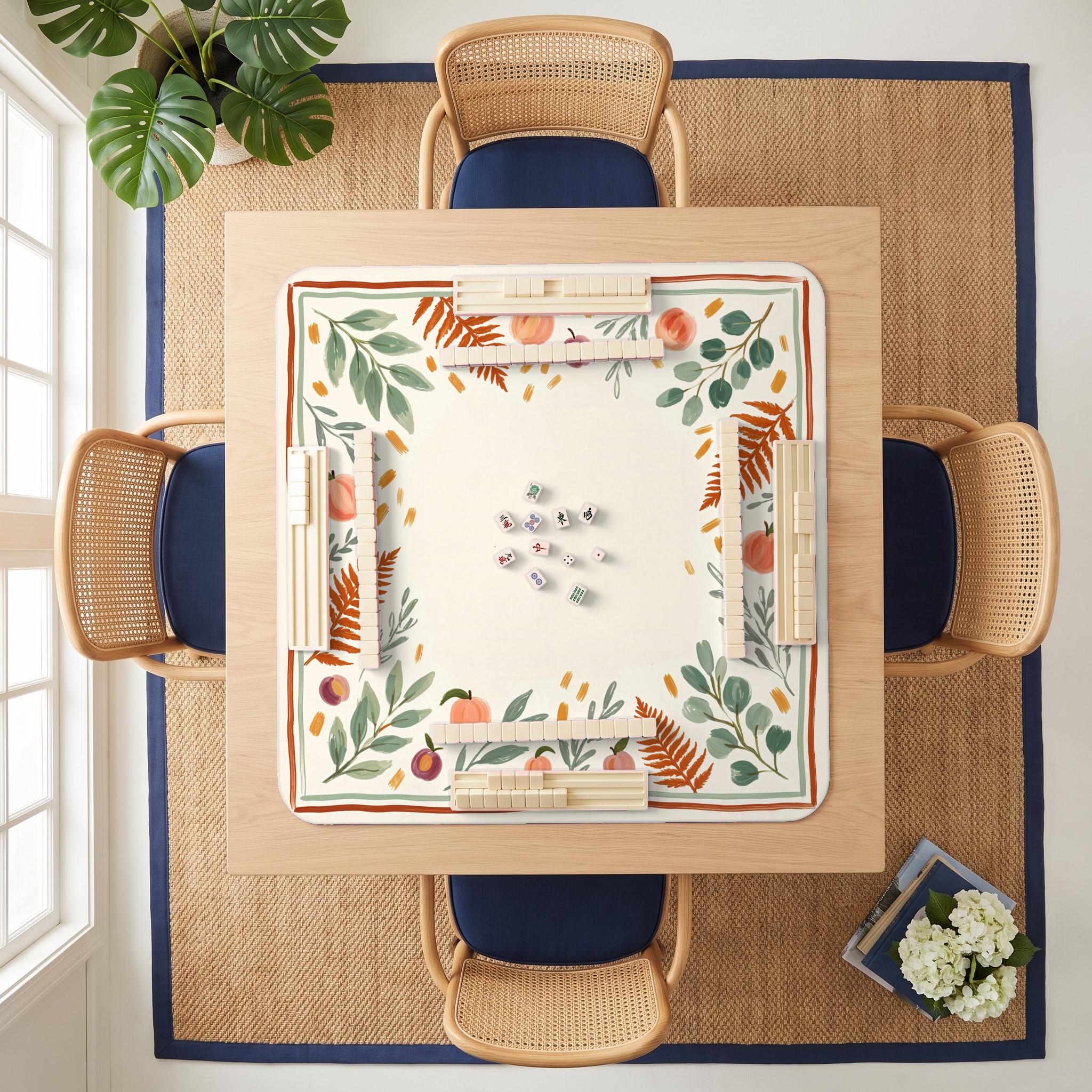 Peach Fern Mahjong Mat — room overhead