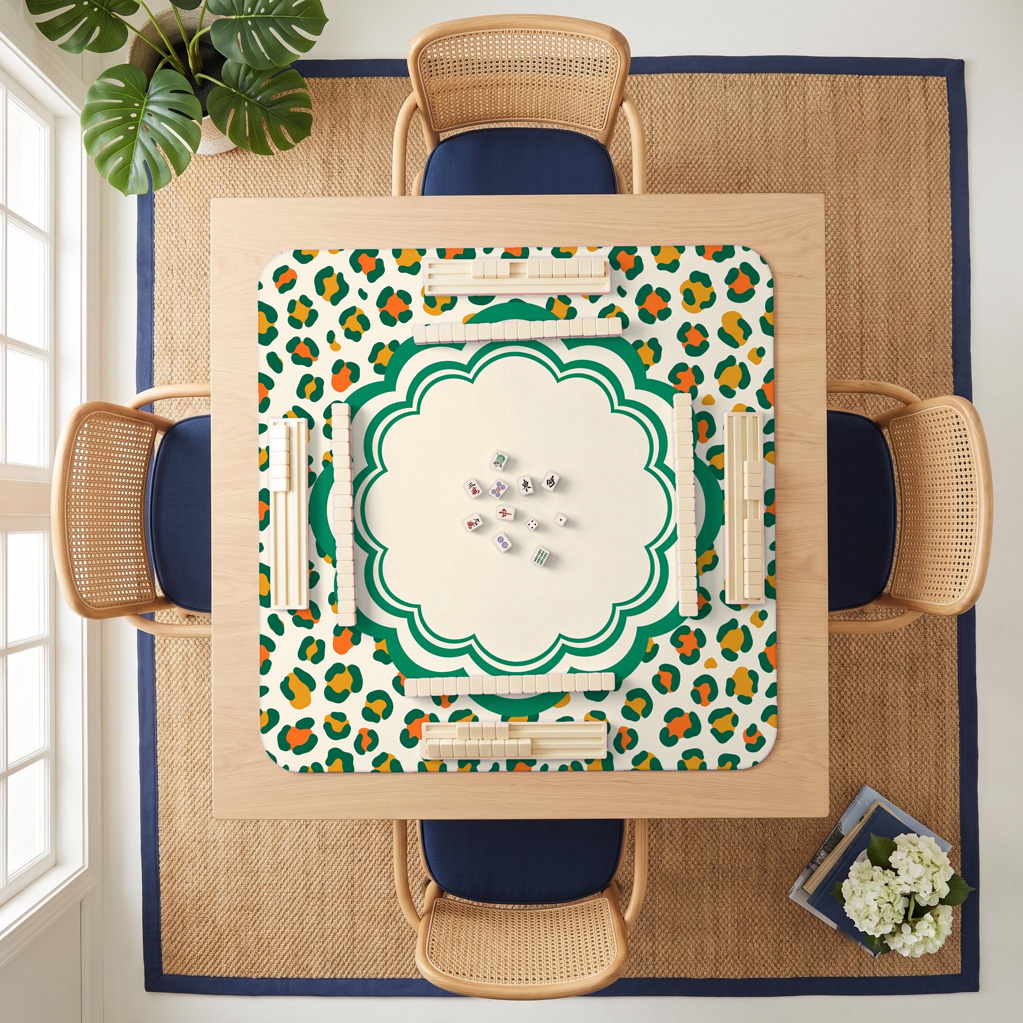 Leopard Medallion Mahjong Mat — room overhead