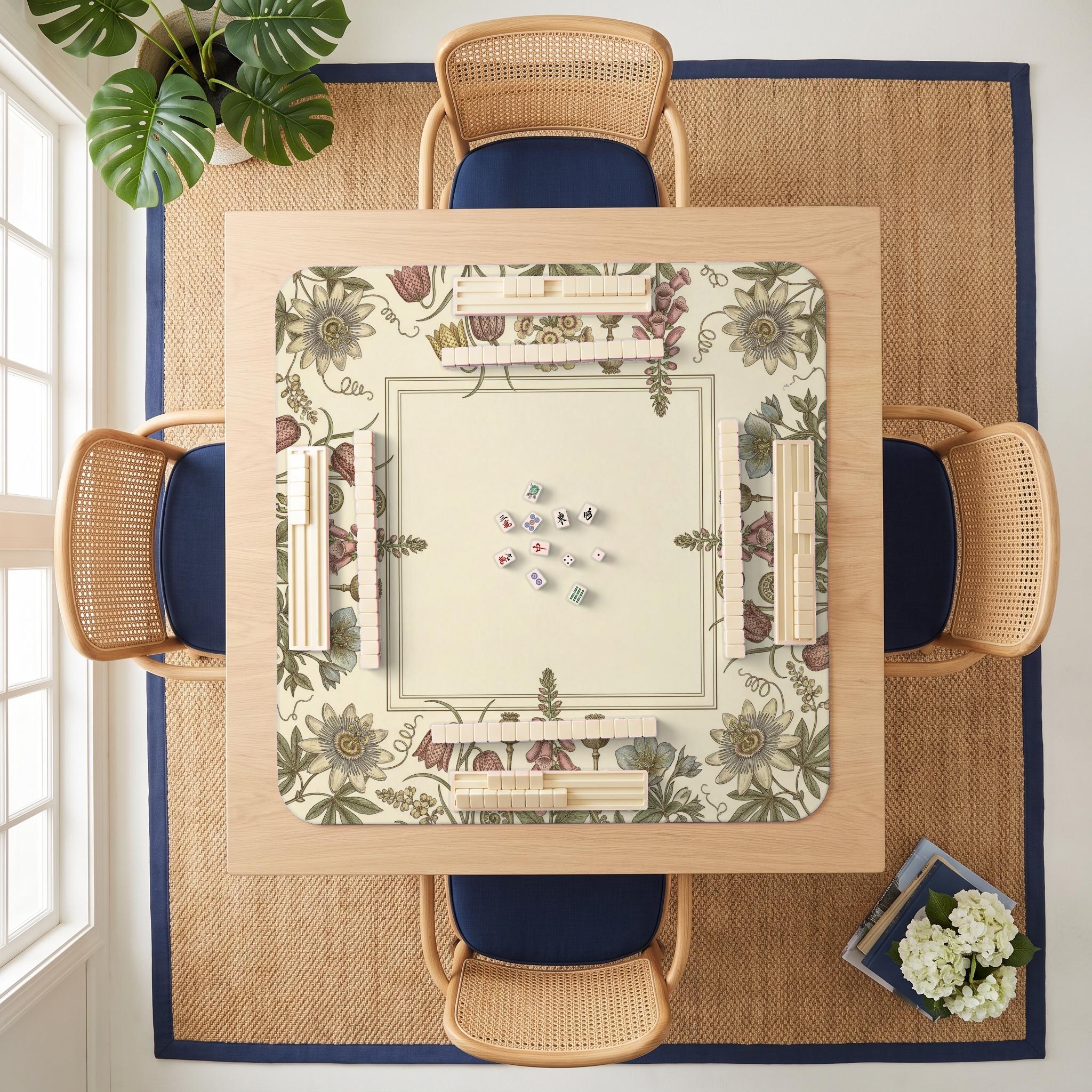 Herbarium Plate Mahjong Mat — room overhead