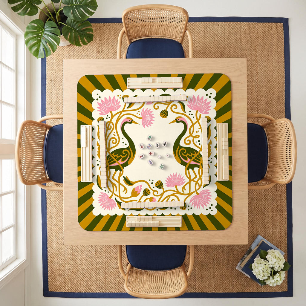 Crane Lotus Mahjong Mat — room overhead
