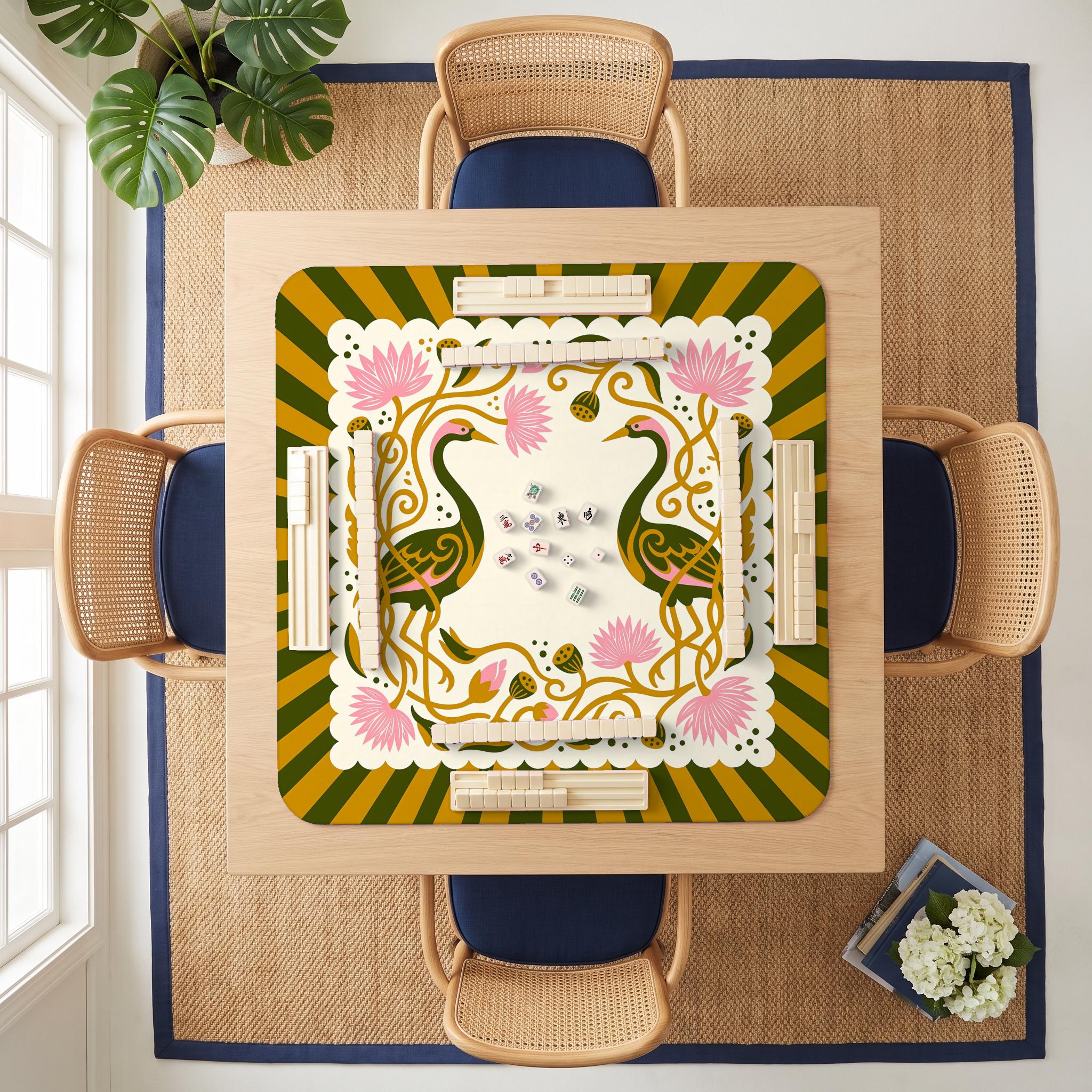 Crane Lotus Mahjong Mat — room overhead