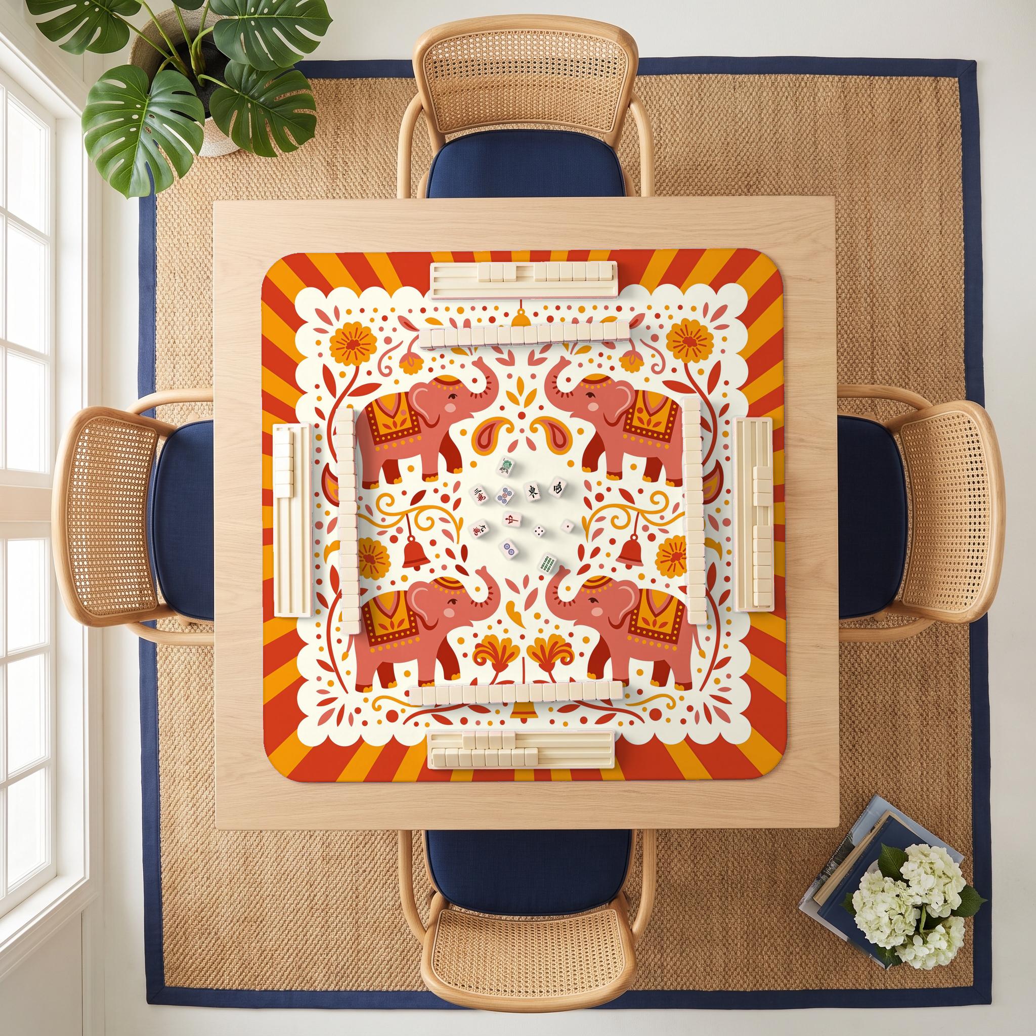 Elephant Parade Mahjong Mat — room overhead