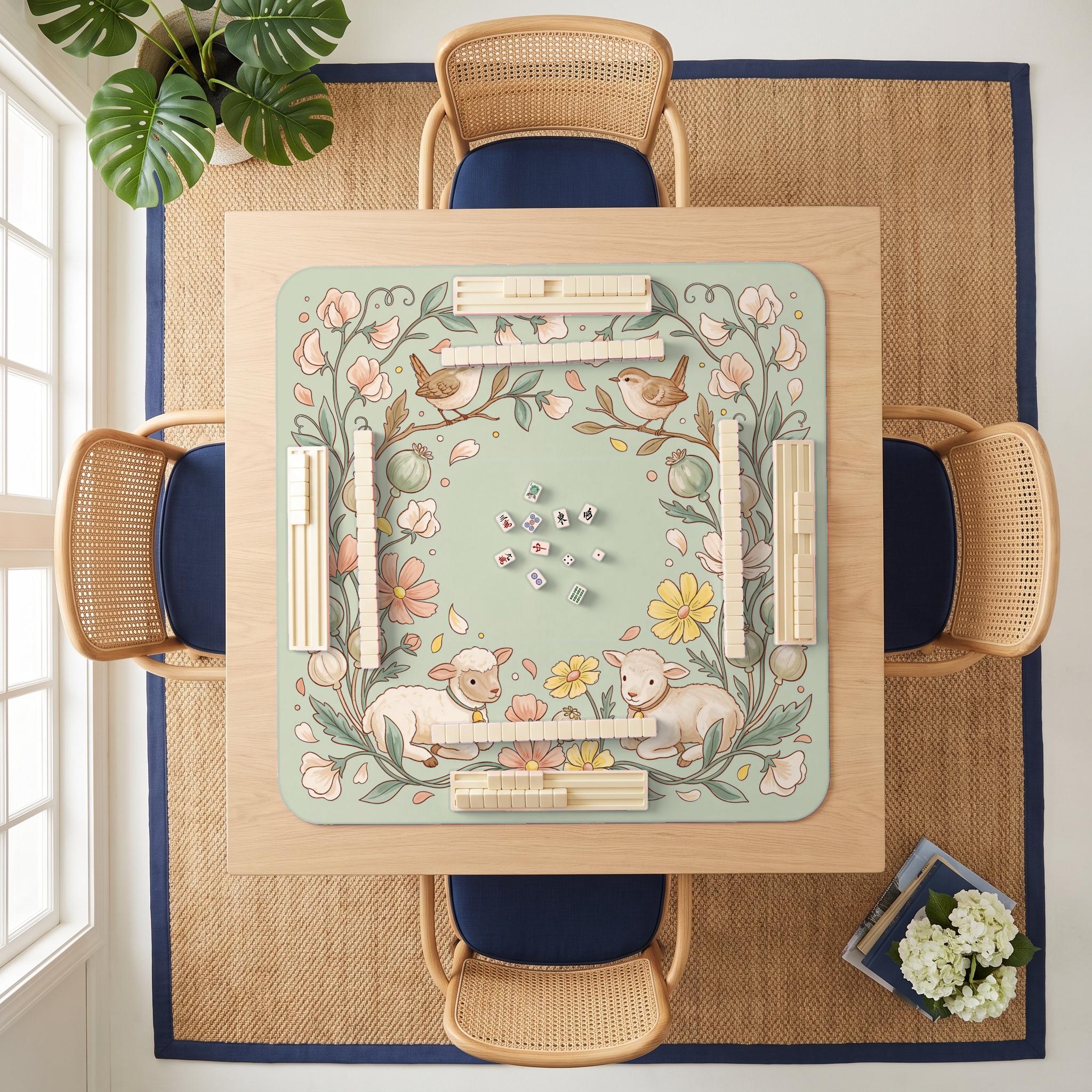 Lamb Poppy Mahjong Mat — room overhead