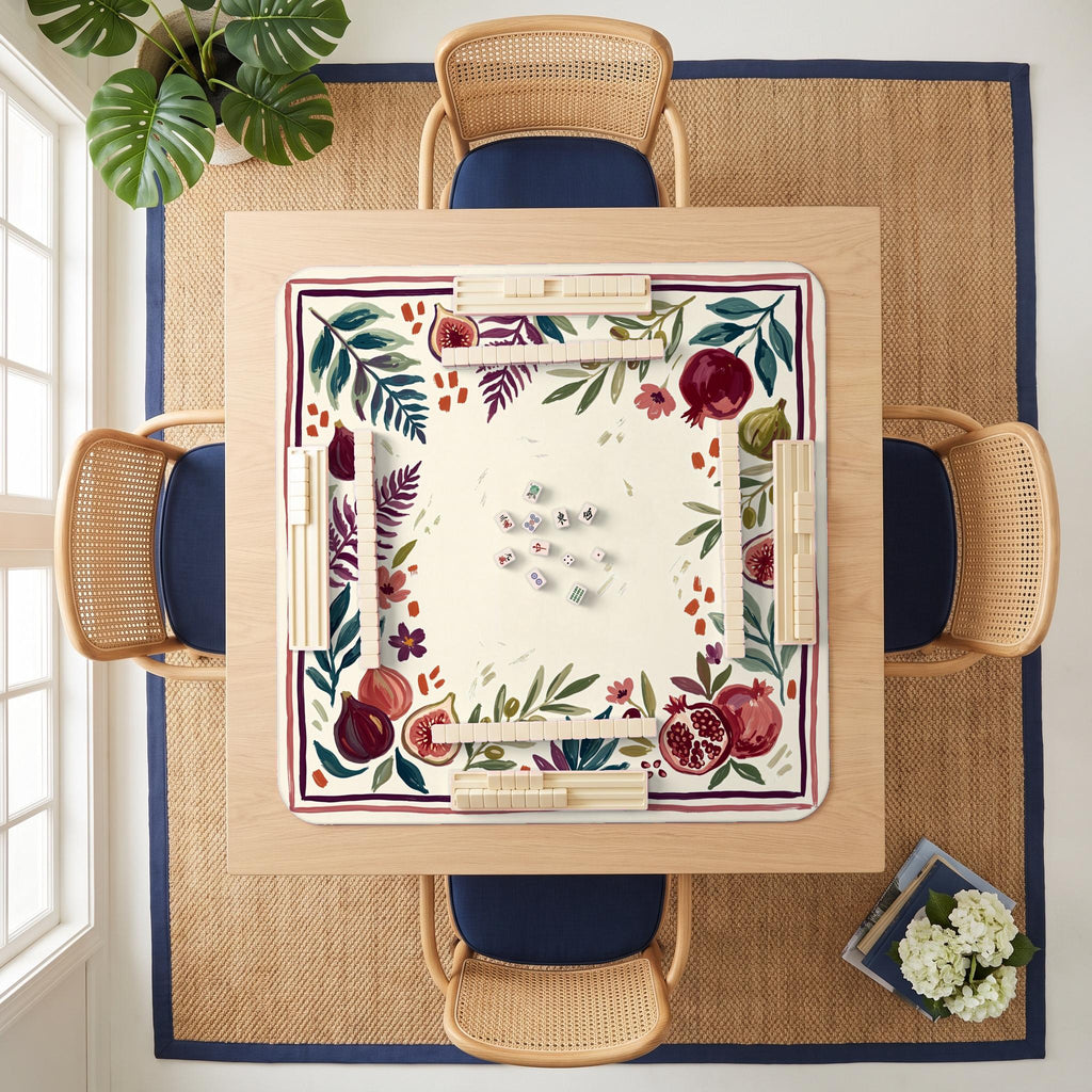 Fig Pomegranate Mahjong Mat — room overhead
