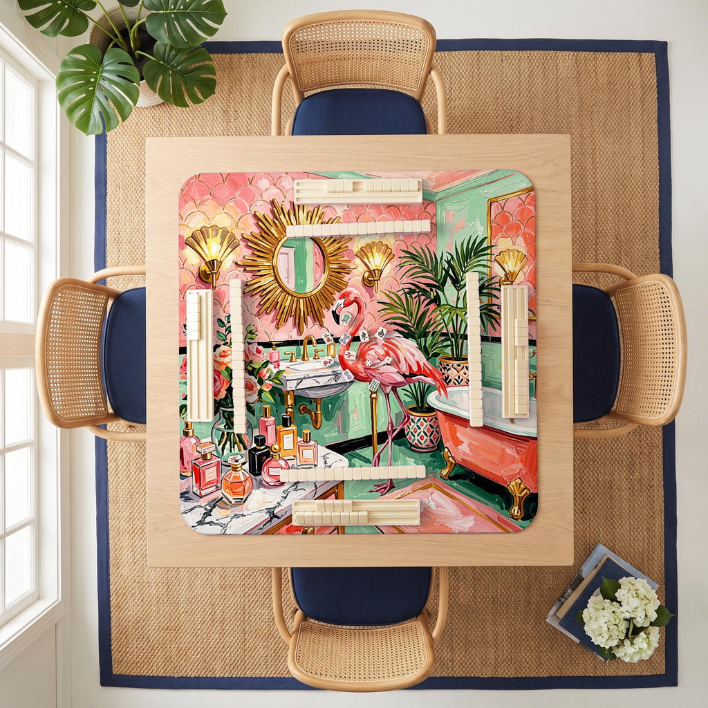 Flamingo Bathroom Mahjong Mat — room overhead