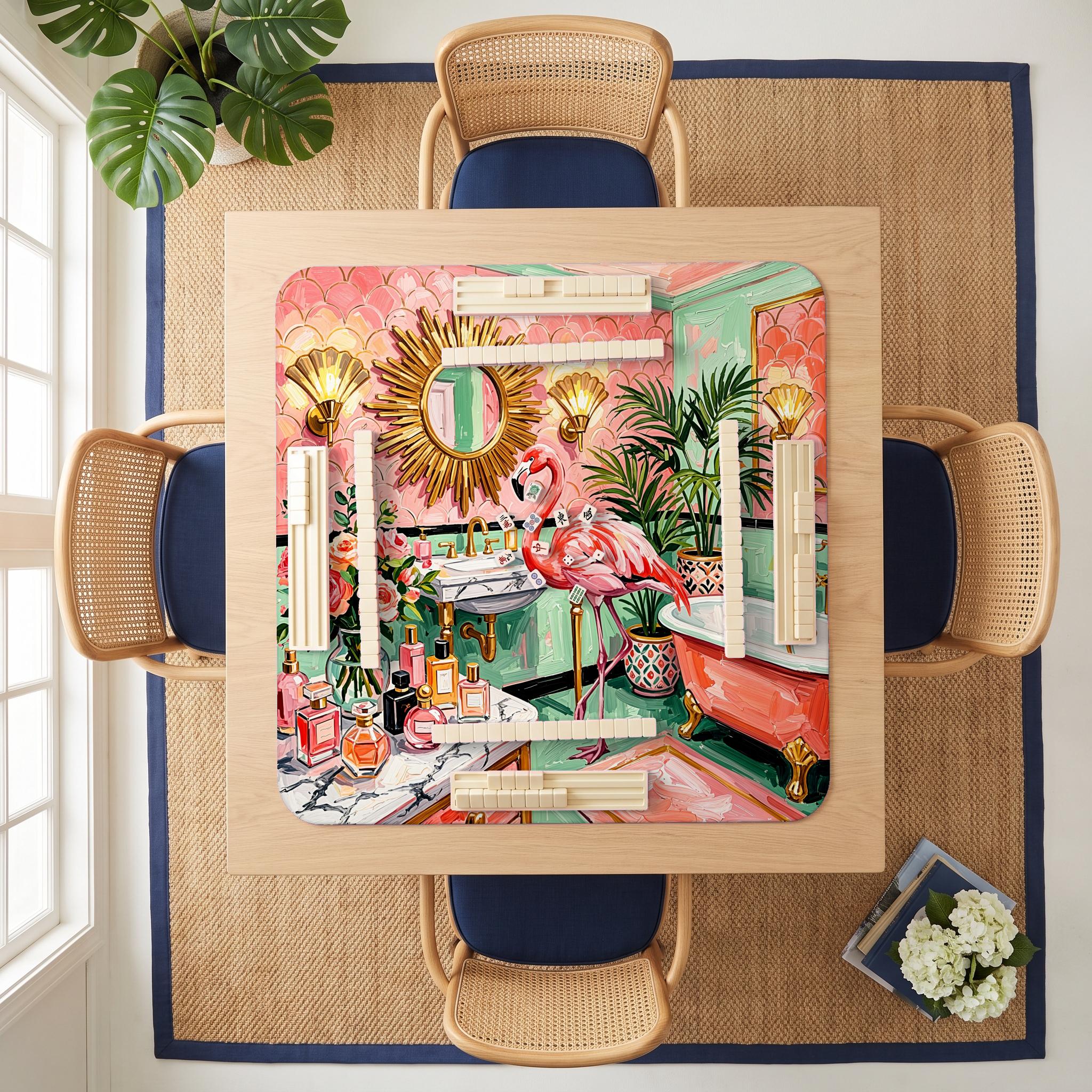 Flamingo Bathroom Mahjong Mat — room overhead
