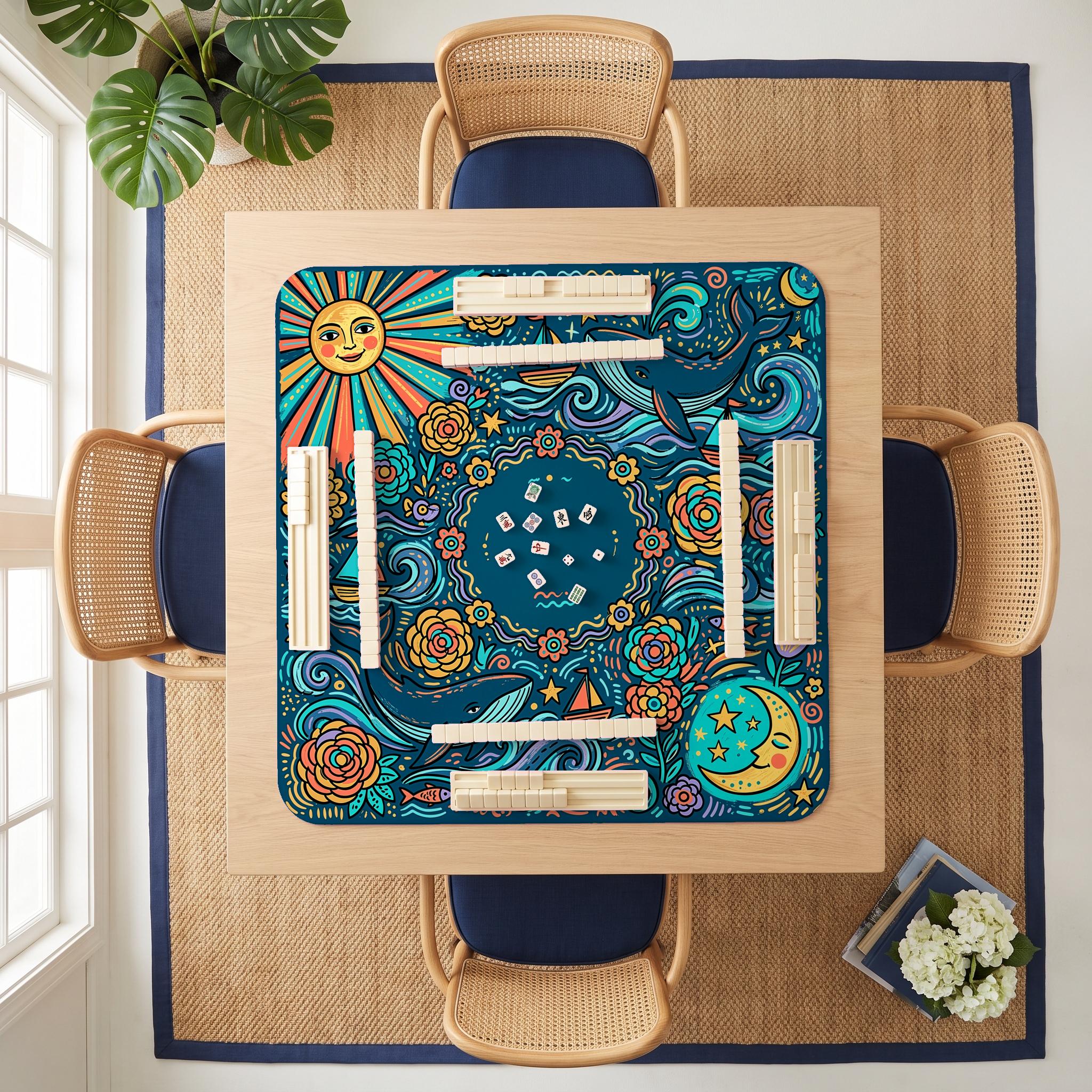 Ocean Sun Moon Mahjong Mat — room overhead
